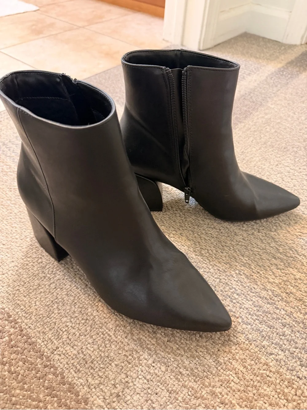 Madden Girl Black Pointed Toe Ankle Booties with Block Heel